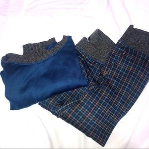 Cozy Blue Soft Plaid Pajama Set